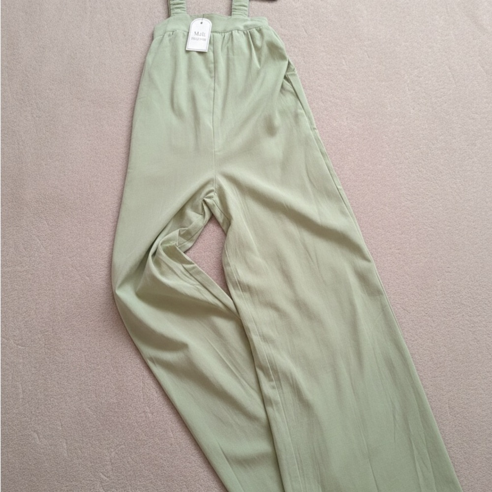Mint Green Wide-Leg Sleeveless Romper Jumpsuits